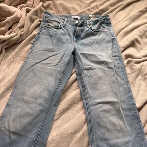 Zara Women's Straight Leg Jeans in Light Blue